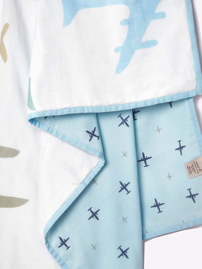 Organic Cotton Dohar in Blue & White, Single