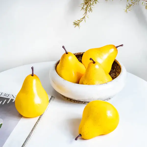 PVC Decorative Pears in Yellow, Set of 5