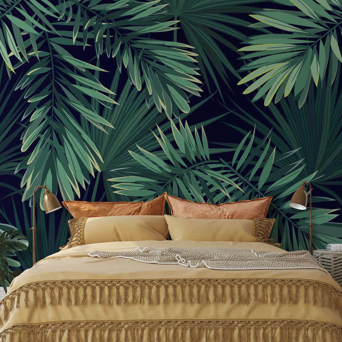 Palms at Night PVC-Free Wall Covering