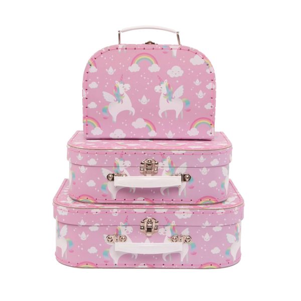 Pastel Rainbow Unicorn Suitcases, Set of 3