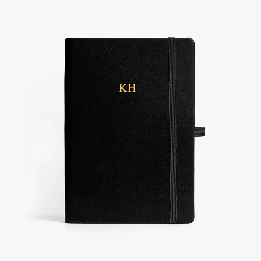 Personalised, Hard Case PU Bound Diary in Black