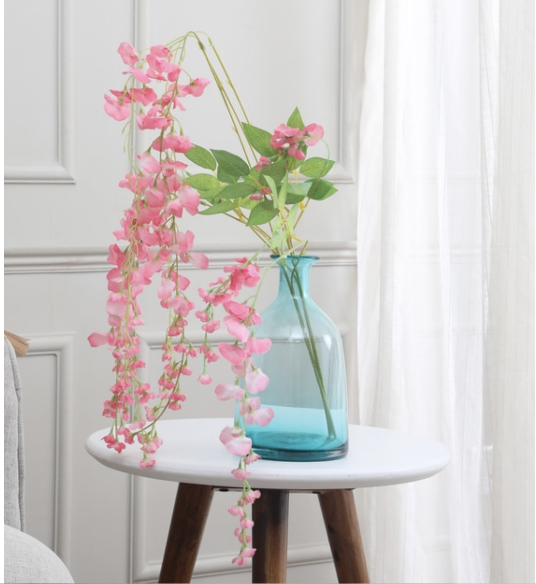 Pink Fabric Artificial Hanging Flower Vine by Fourwalls