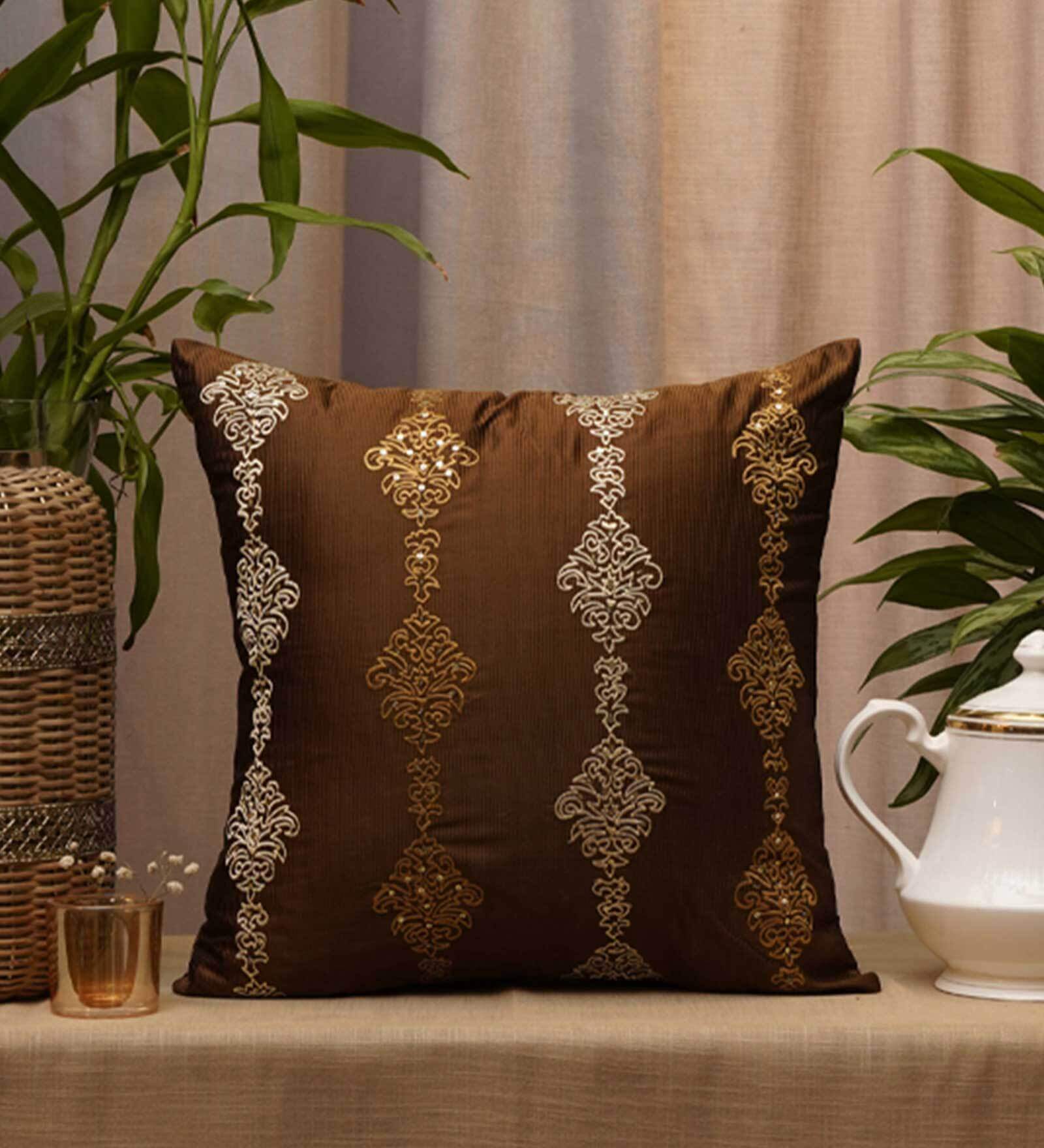 Polyester Cushion Cover, Brown (1 piece)