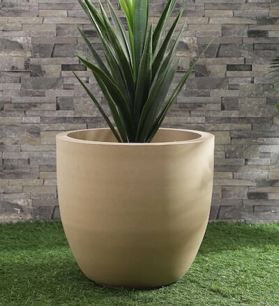Polymer Cup-Shaped Planter in Beige, Large