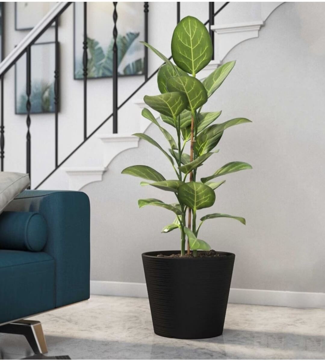 Polymer Medium-Size Floor Planter in Black, Aloha