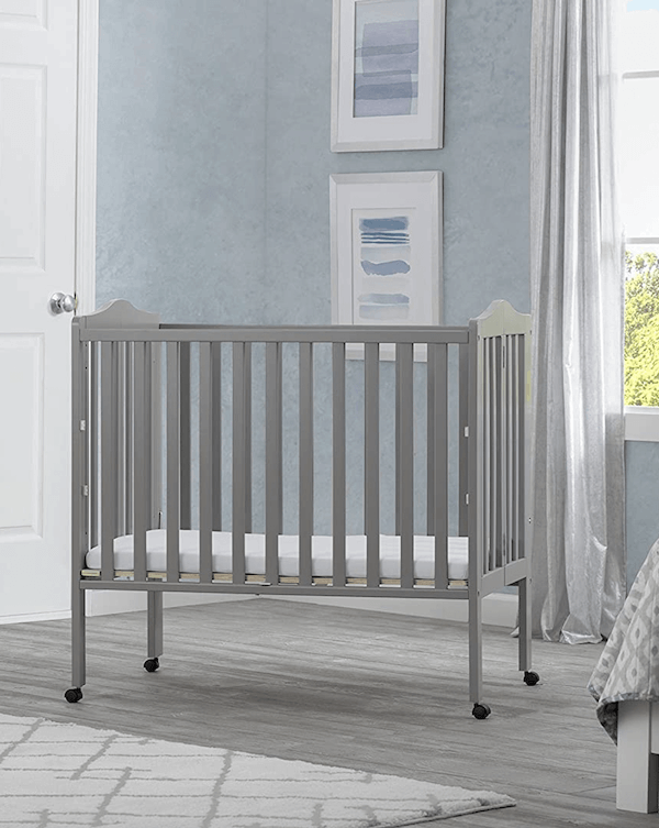 Portable Folding Crib in Grey