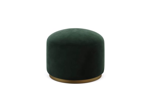 Pouffe with antique metal base in Green, Bowie