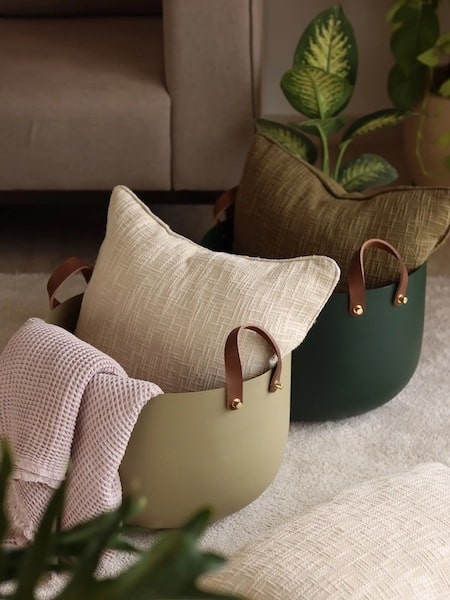 Powder Coated Iron Basket in Sand, Large