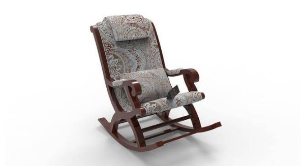 Printed Fabric Rocking Chair in Beige