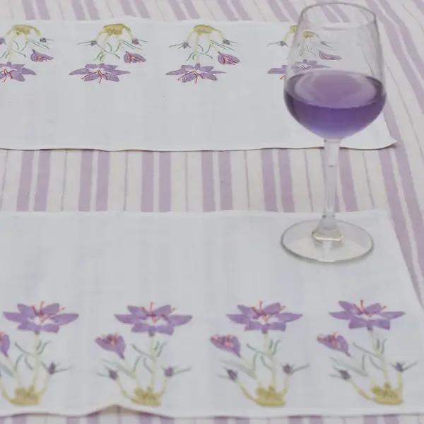 Pure Linen, Hand-block Printed Dining Table Mats, Set of 2