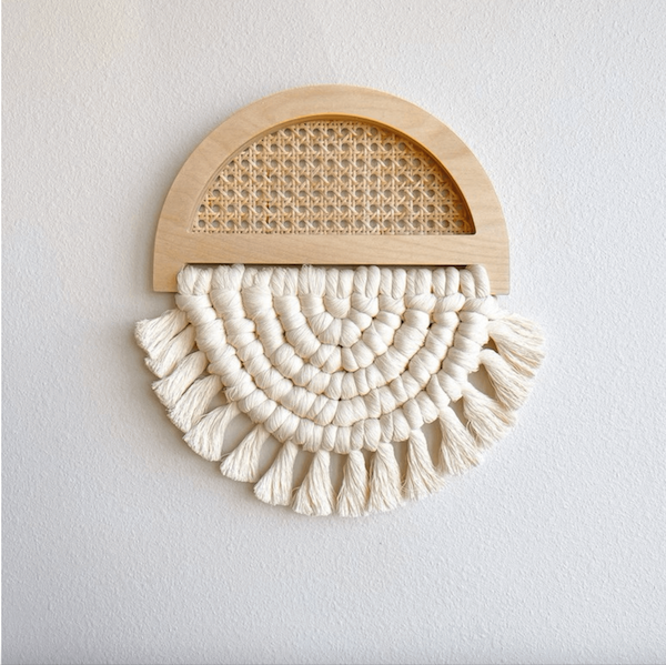Rattan & Macrame Semi-Circle Wall Hanging