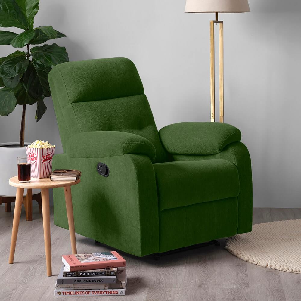 Recliner with Polyester Upholstery in Avocado Green, RX5
