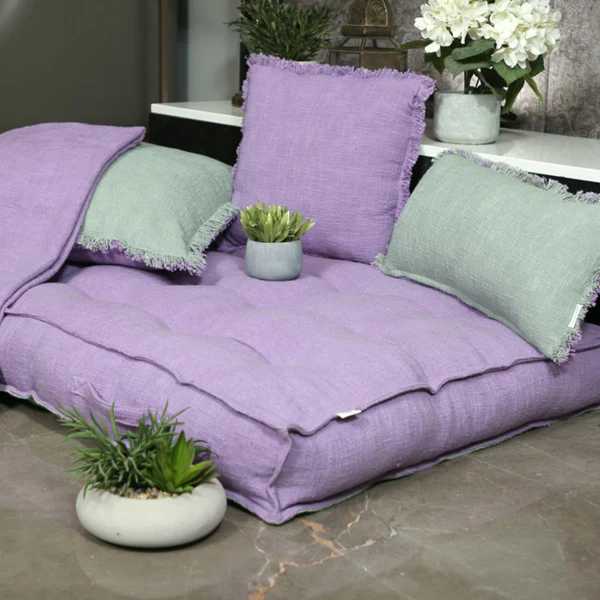 Recycled Polyester with 100% Cotton Filling Floor Mattress in Purple