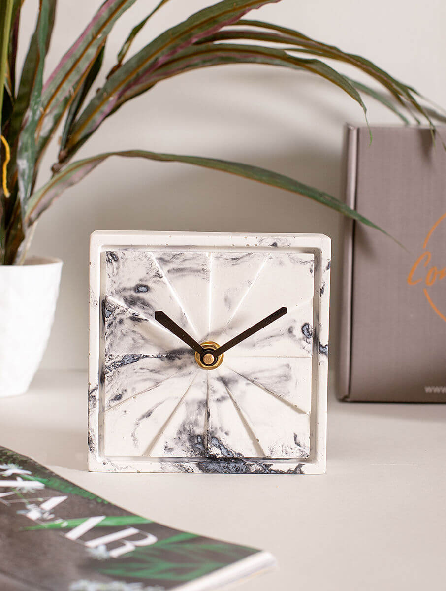 Reinforced Concrete Table Clock in Black & White