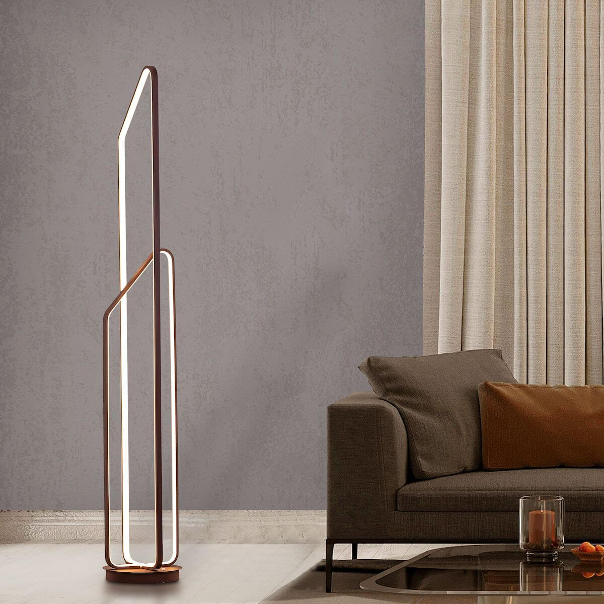 “Game is Done” - Remote Controlled, dimmable LED light FLOOR LAMP, Matte Brown Finish