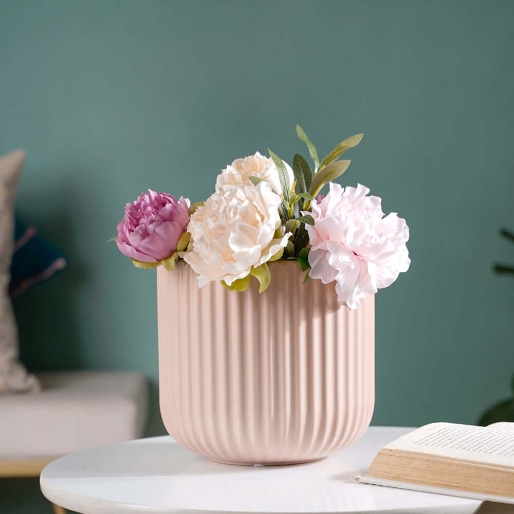 Ribbed Vase in Pastel shade, Contemporary