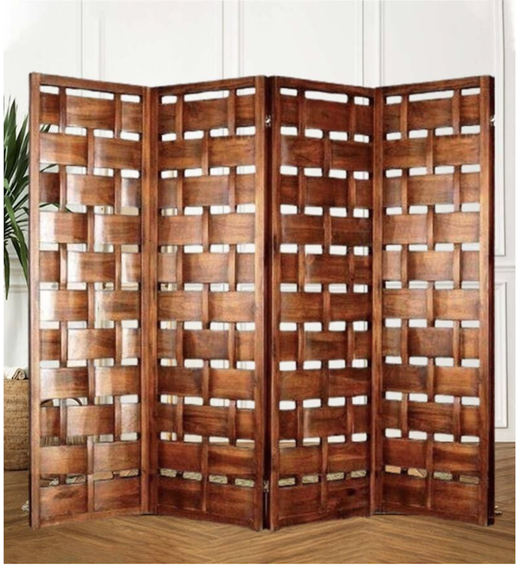 Room Divider with Overlapping ZigZag pattern, Brown