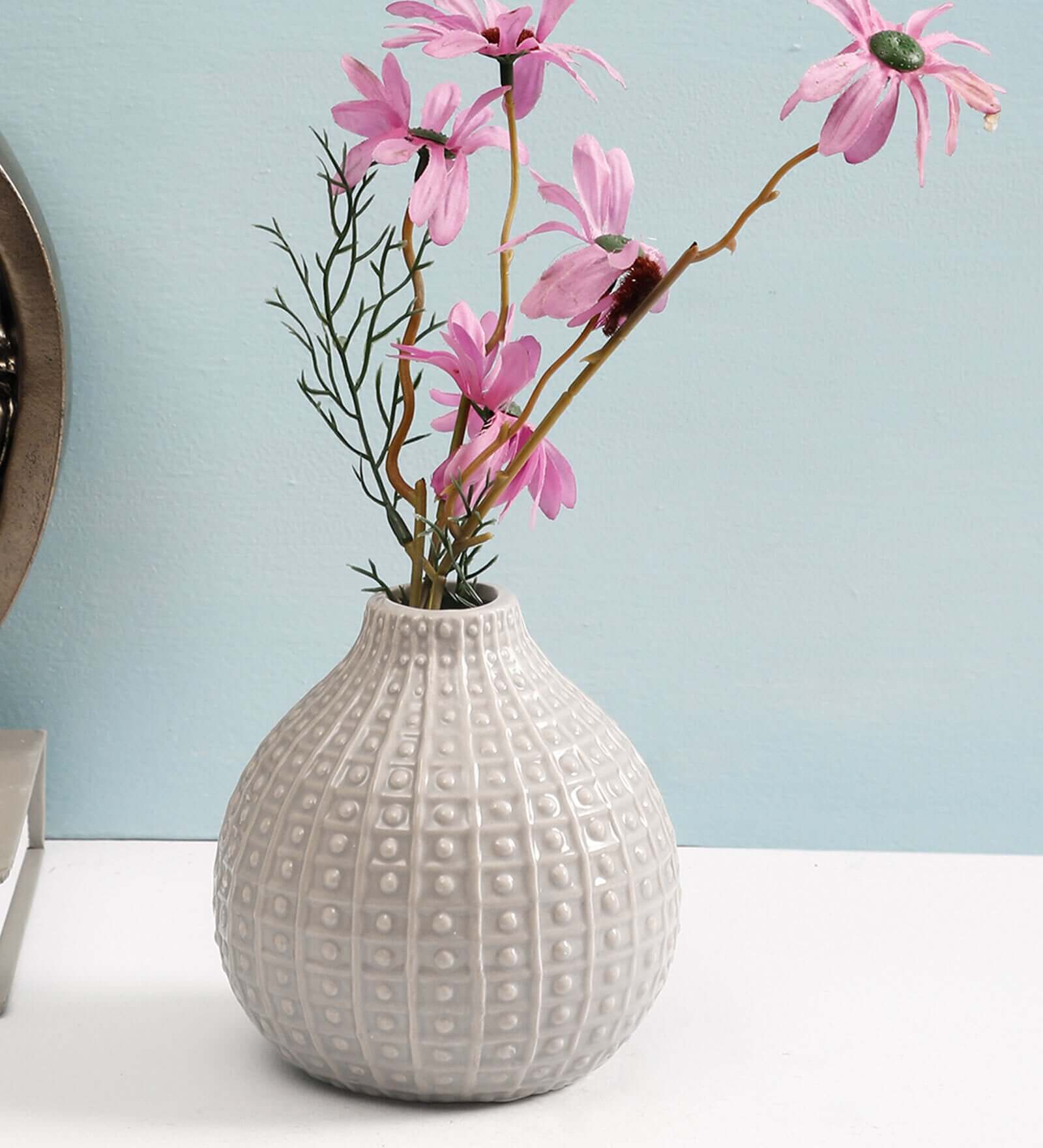 Round, Spotted Textured Ceramic Vase