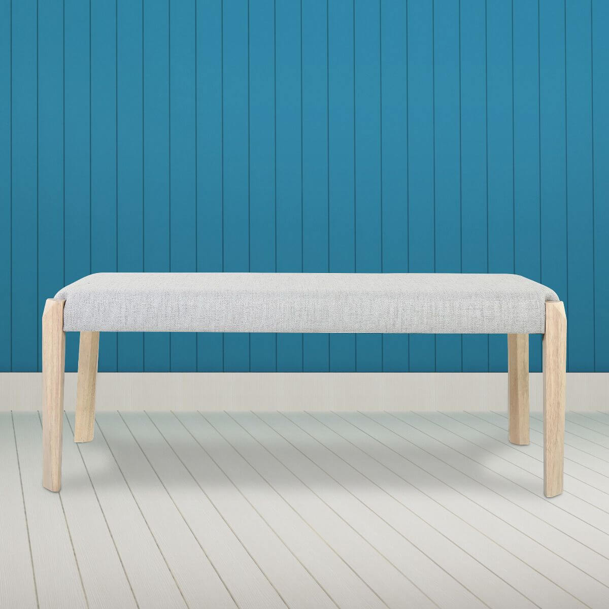 Rub Wood Bench with Grey cushion Seating, Dali