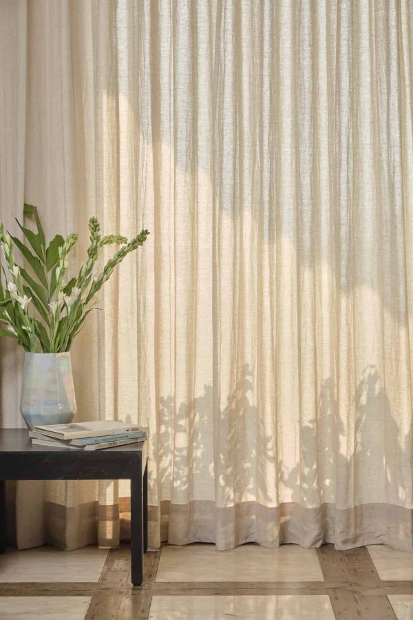 Sheer Cotton Curtains, Beige