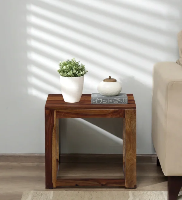 Sheesham Wood End Table in Teak Finish, Avian