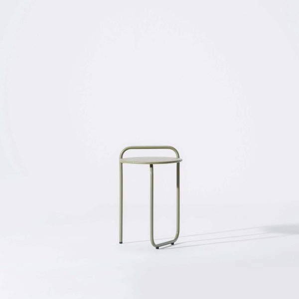 Side Table in Reed Green in Metal and Oakwood, Stay