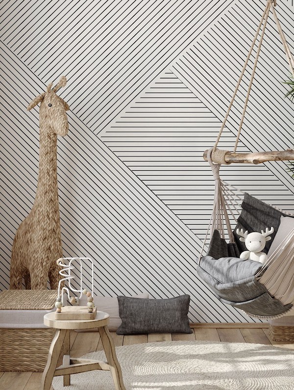 Sleek, Slant Lines Wallpaper (Eco-Friendly Dyes)