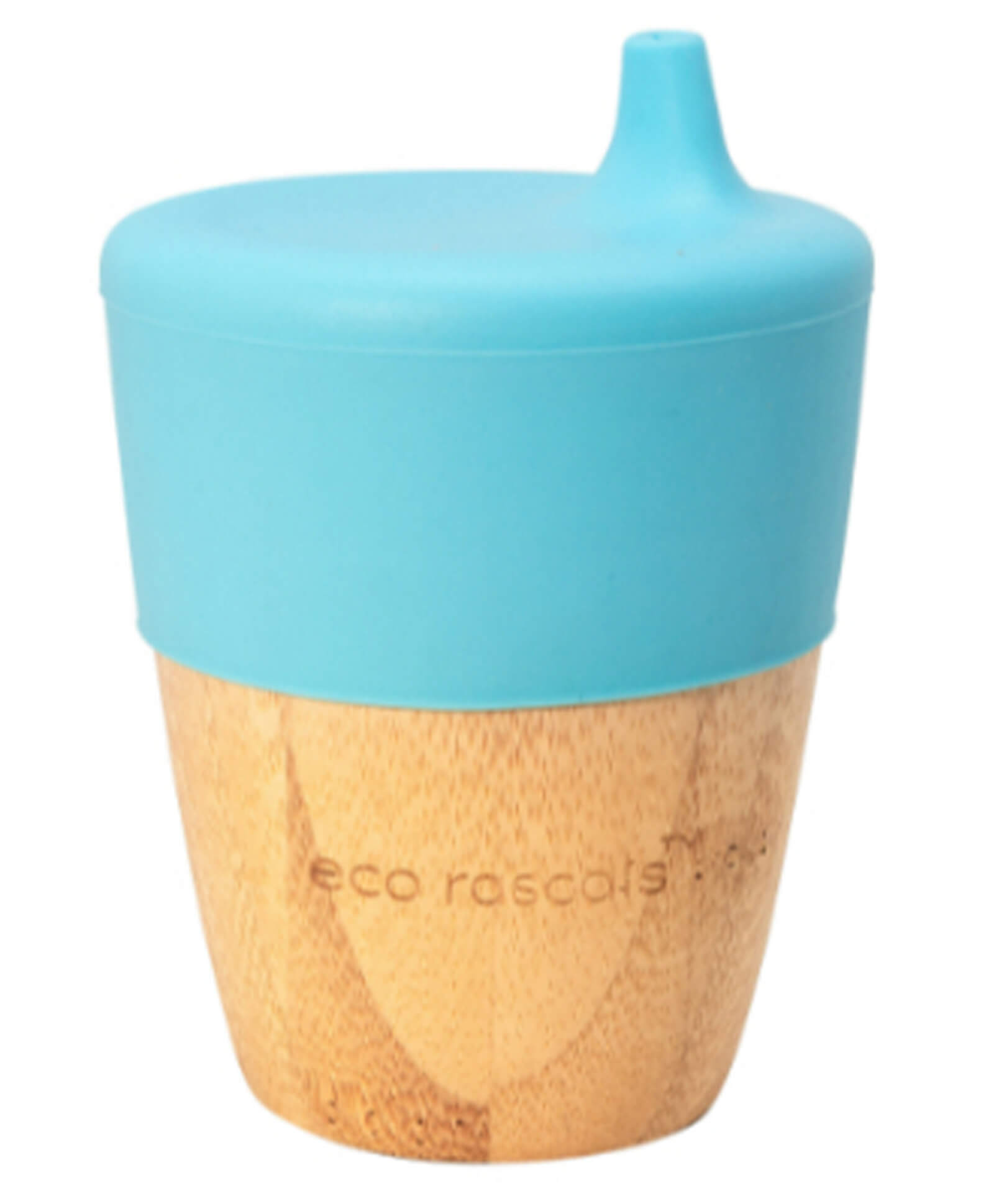 Small Bamboo Cup with Blue Silicone Sipper Topper