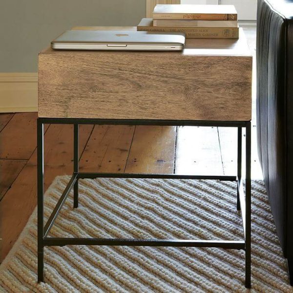 Solid Wood End Table with Drawer, Kuku