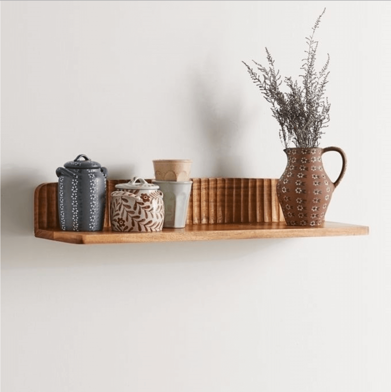 Solid Wood, Engraved Wall Shelf