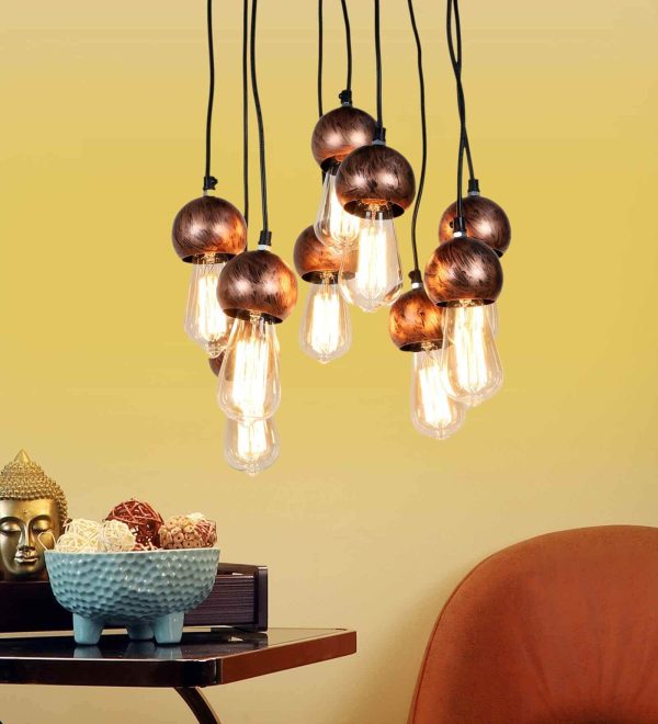 Sputnik Chandelier in Black Copper