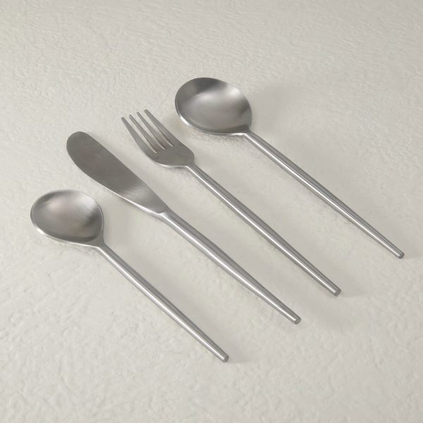 Stainless Steel Set of 4 Cutlery in Silver, Aura