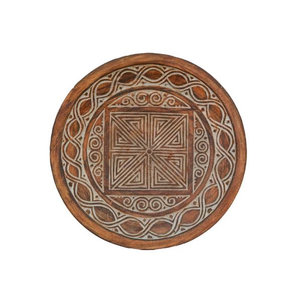 Suar Wood Etched Plate, Large