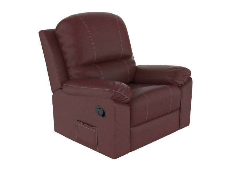 Synthetic Leather, 1-Seater Recliner in Burgundy, Thames