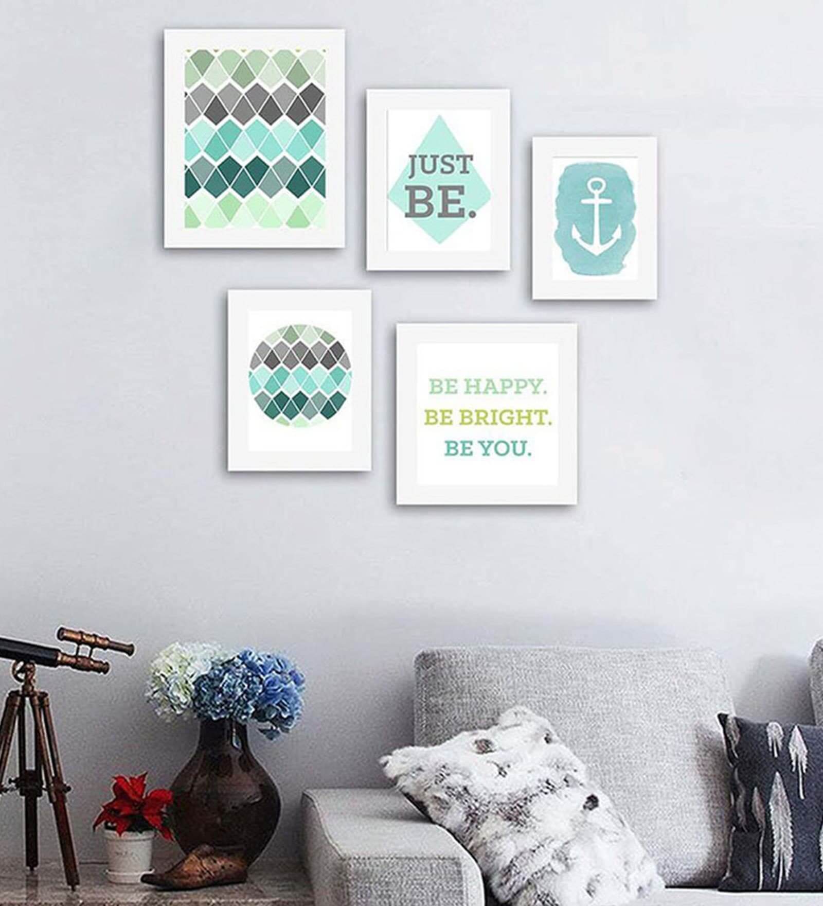 Synthetic Wood Wall Photo Frames Set of 5, White