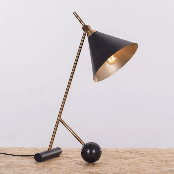 “The Night Watch” table lamp, matte black & gold finish