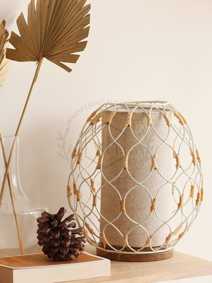 Table Lamp in Metal and Cane, Zoya