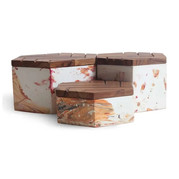 Teakwood Boxes, Set of 3, Kosa