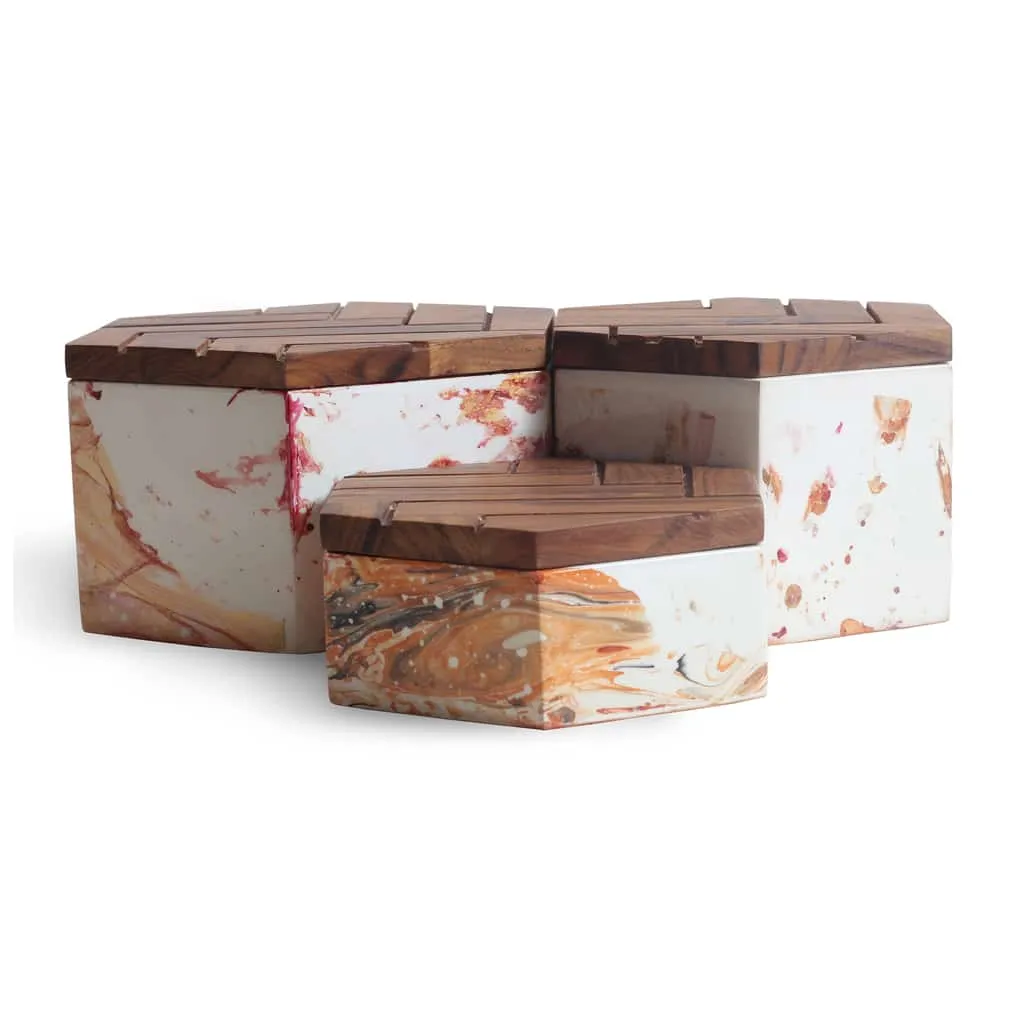 Teakwood Boxes, Set of 3, Kosa