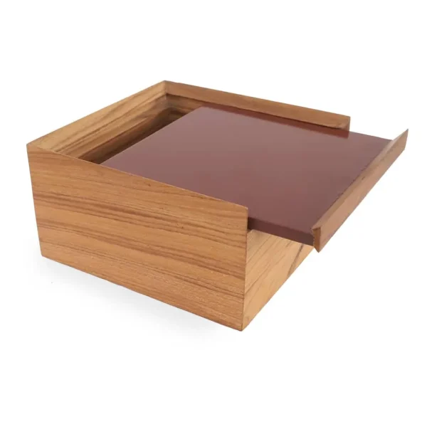 Teakwood Multipurpose Box with Brown PU, Kasti