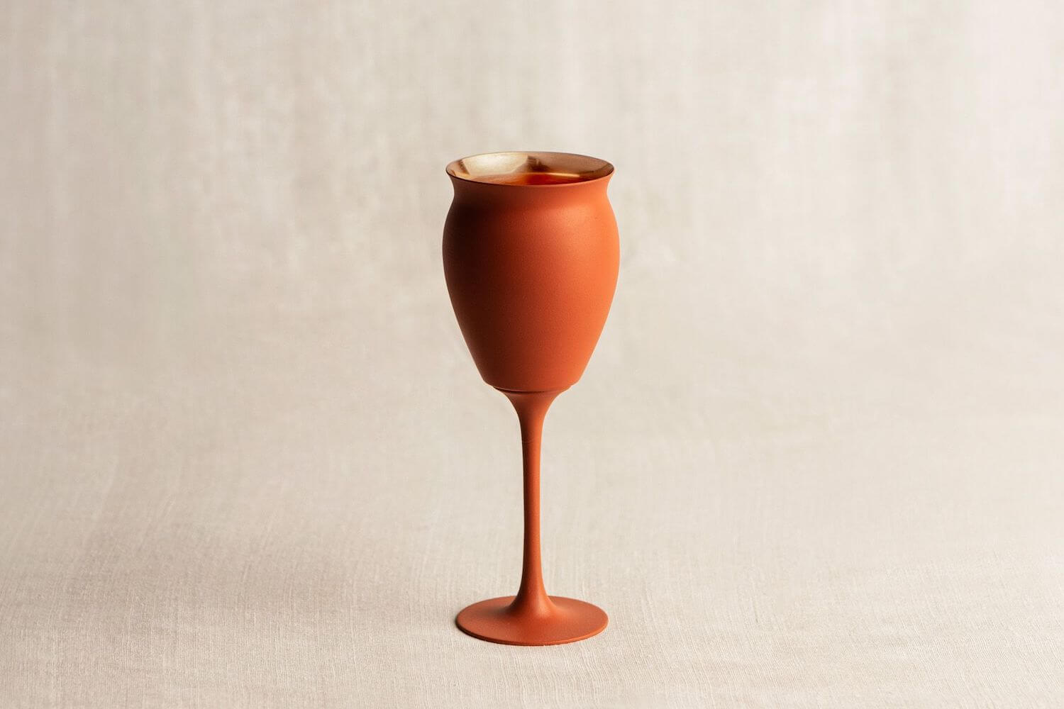 Terracotta Coated Copper Kullar Goblet, Set of 2