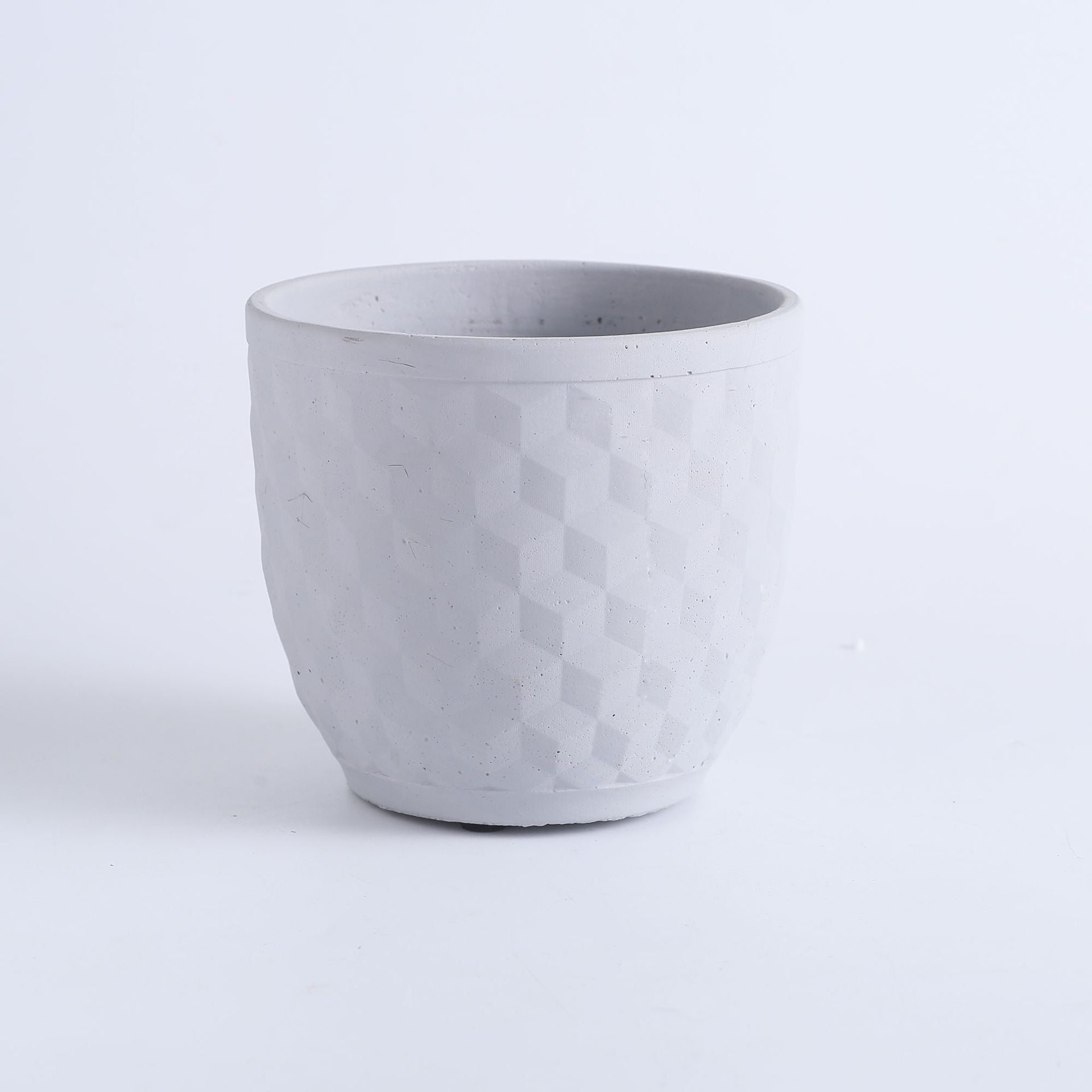 Textured Hexgonal Pot in White
