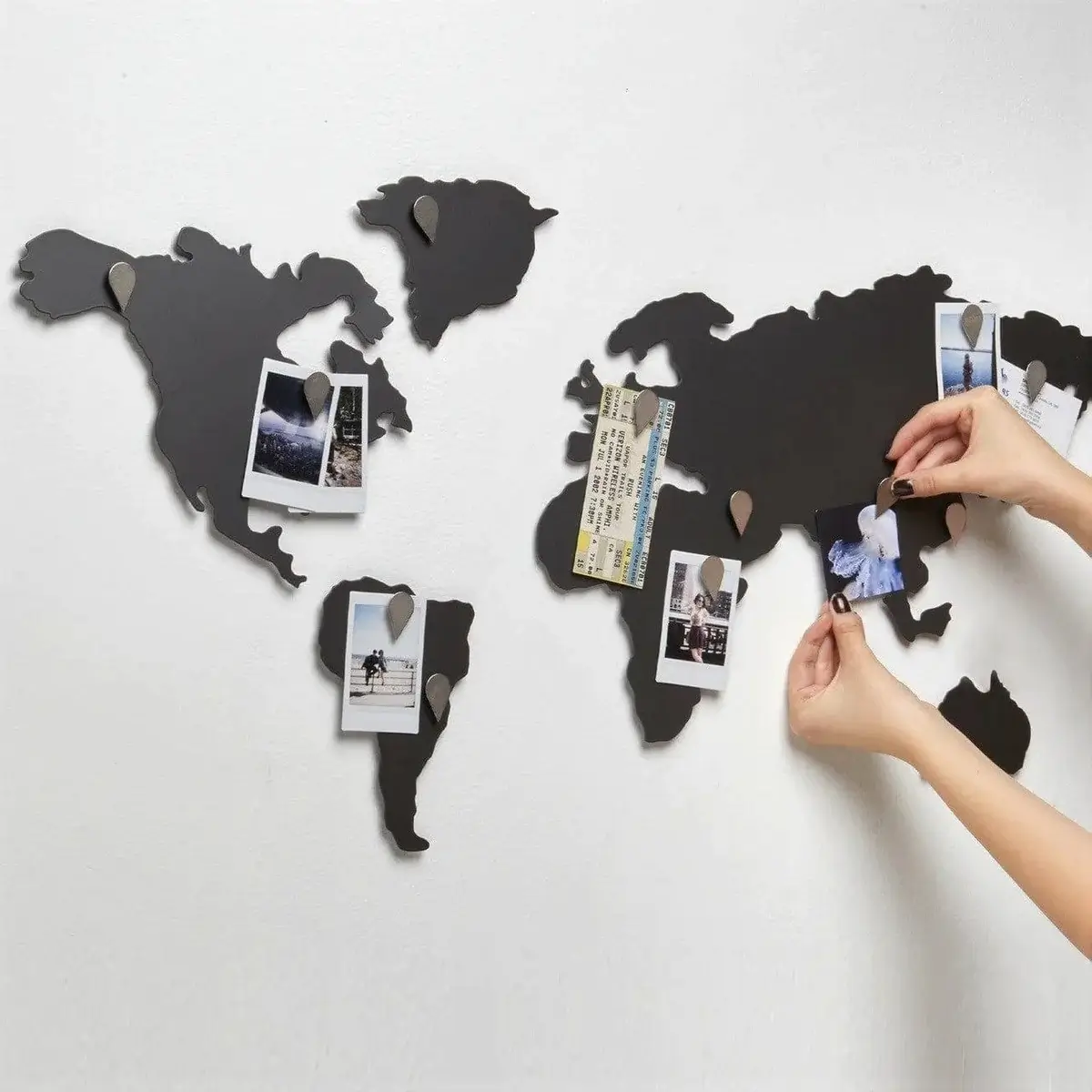 Titanium Stamped Metal Wall Decor of World Map, Mappit