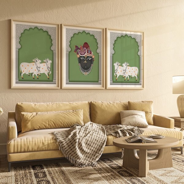 Traditional Pichwai Painting of Shrinathji, Set of 3