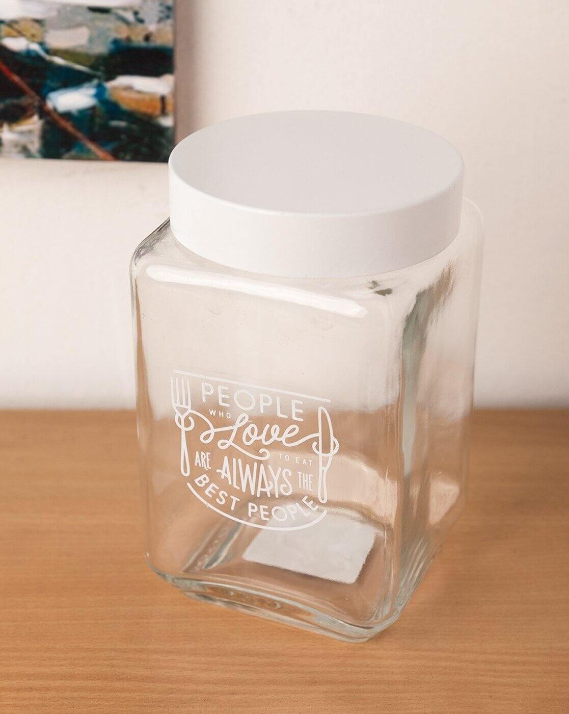 Transparent Glass Jar with Metal White Lid