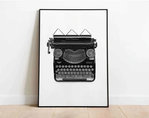 Typewriter in Black and White, Print (Customisable Frame, Size and Mount)