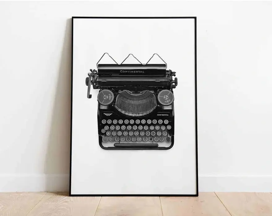 Typewriter in Black and White, Print (Customisable Frame, Size and Mount)