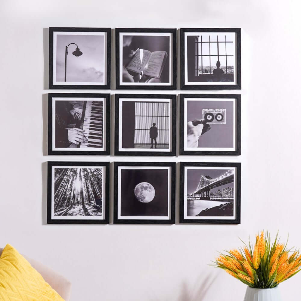 Wall Art Set of 9 in Black & White