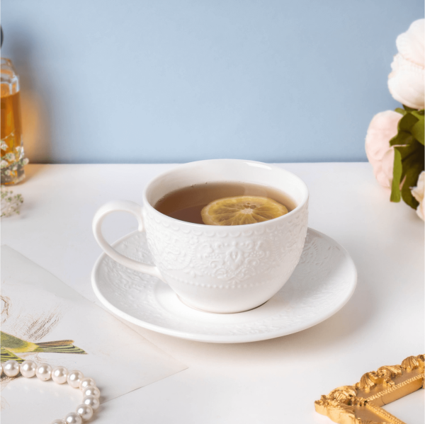 Serena White Cup and Saucer Set