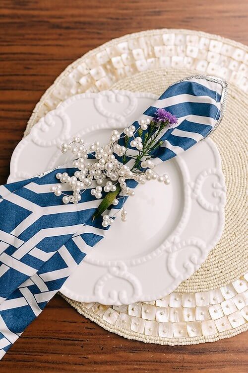 White Pearl, Handwoven Napkin Ring Set of 6